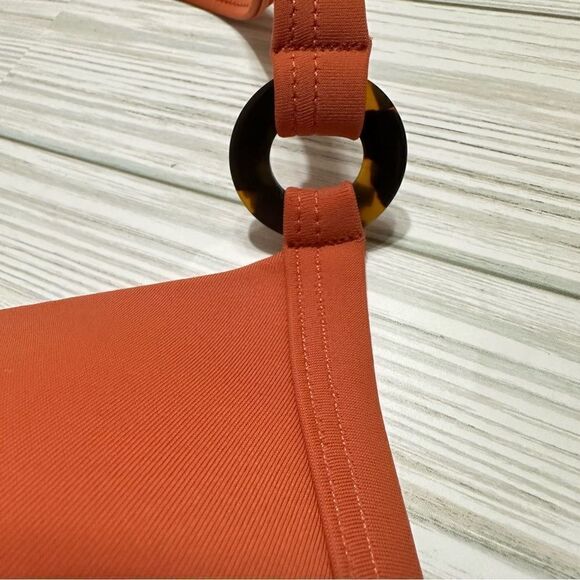 VICTORIA’S SECRET PINK PUSH UP TRIANGLE ORANGE RING SWIMSUIT BIKINI TOP NWT XL‎ - Picture 3 of 8